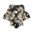 thumbnail image 1 of Alfani Womens Floral Tiered Sleeve Pullover Blouse, Black, X-Large, 1 of 2
