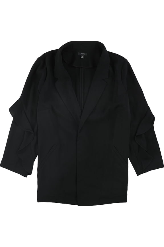 Womens Flounce Sleeve Jacket, Black, Plus Size, 3X