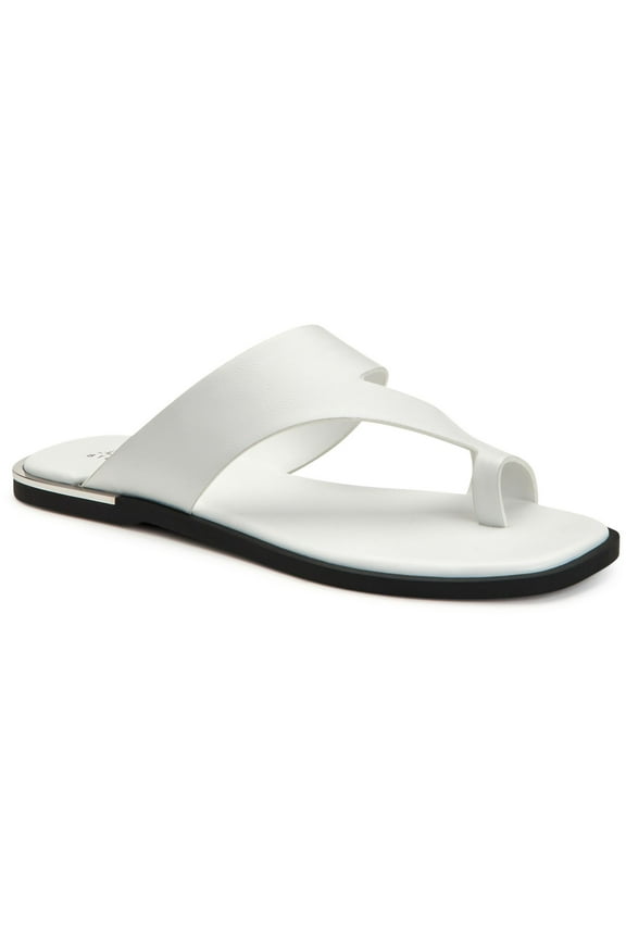 Womens Freddee Leather Open Toe Flats