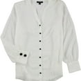 thumbnail image 1 of Alfani Womens Fringe Pattern Button Down Blouse, White, X-Large, 1 of 2