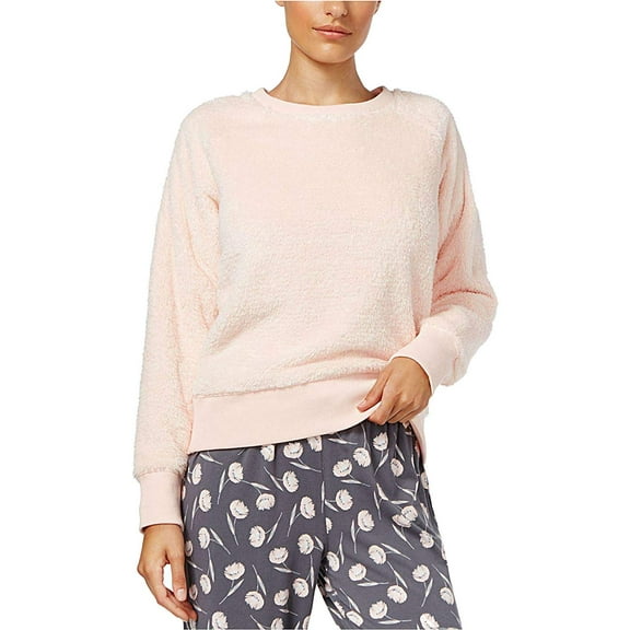 Alfani Womens Fuzzy Pajama Top Only,1-Piece, XX-Large, Soft Shell Pink