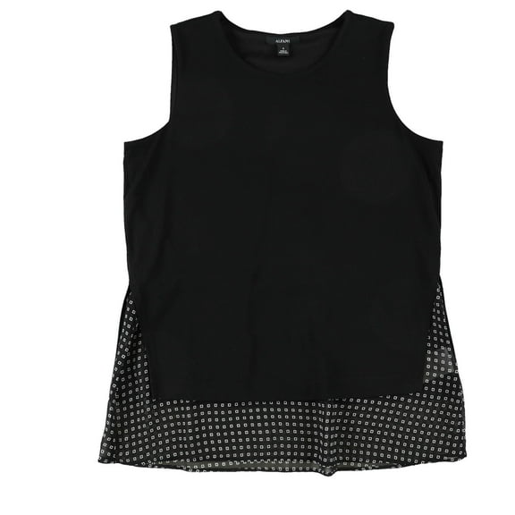 Alfani Womens Geo-Print Overlay Tank Top, Black, X-Small