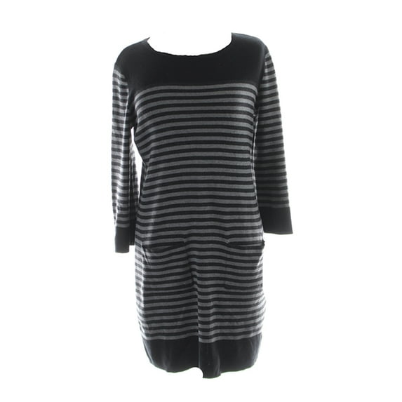 Alfani Womens Grey Combo Striped Colorblock Sweater Dress M