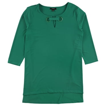 Alfani Womens Grommet Trim Keyhole Pullover Blouse, Green, X-Small