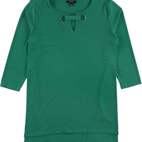 Alfani Womens Grommet Trim Keyhole Pullover Blouse, Green, X-Small