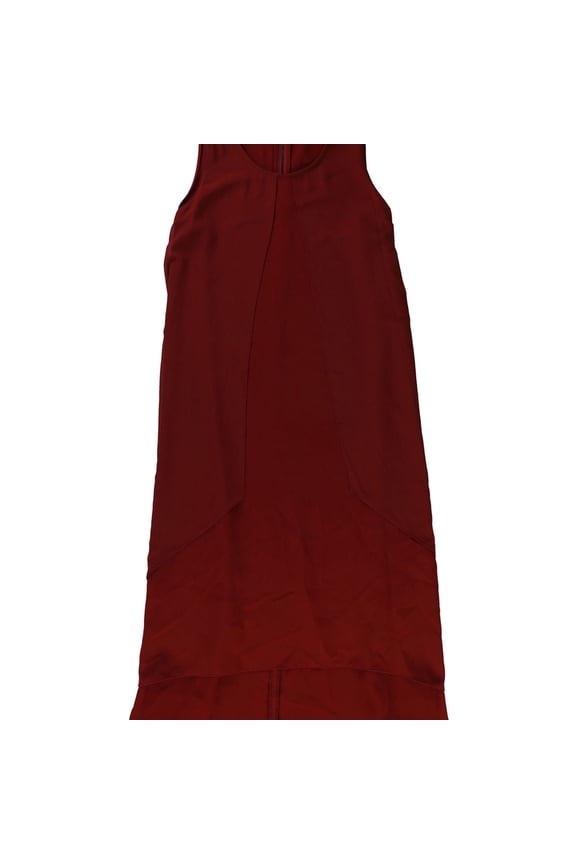 Womens High-Low A-line Dress, Red, 4