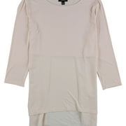 ALFANI Womens Mixed Media Basic T-Shirt, Pink, Medium