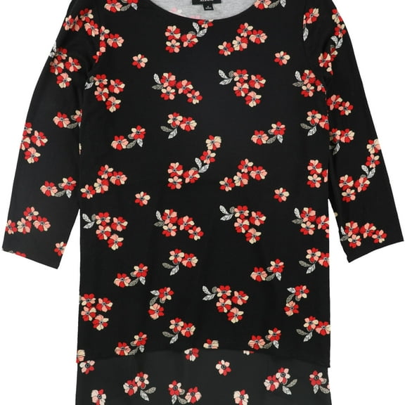 Alfani Womens High-Low Pullover Blouse, Black, Small