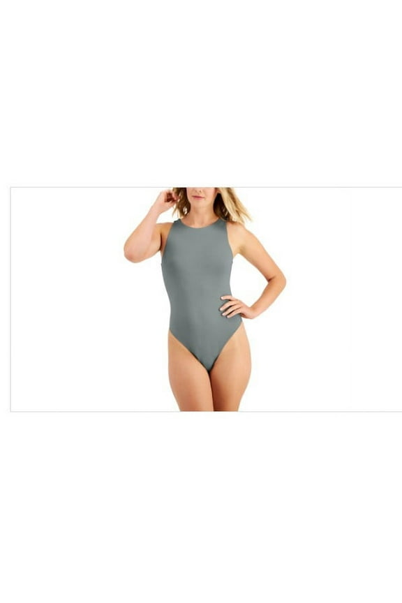 Womens High Neck Thong Bodysuit Size Large Color Dusty Jade