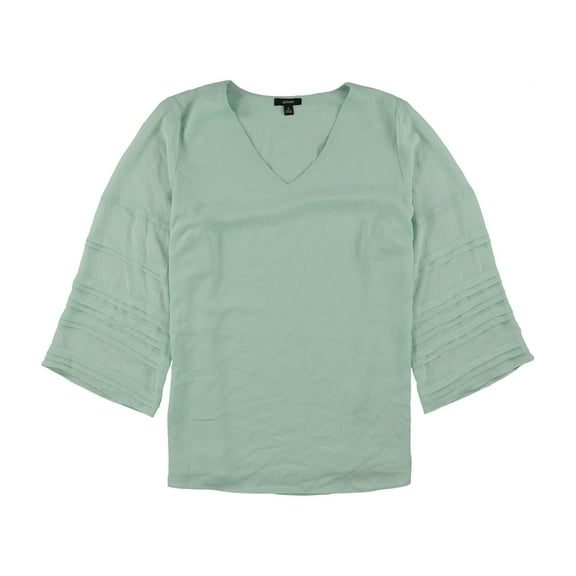 Alfani Womens Illusion-Sleeve Pullover Blouse, Green, 3X