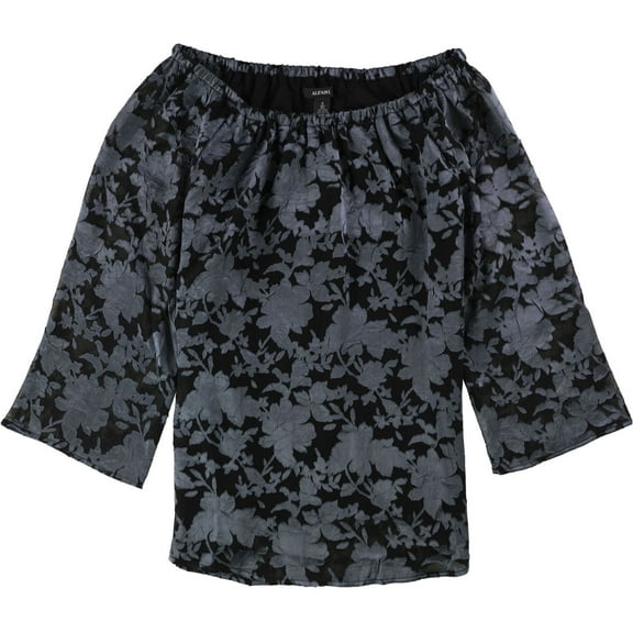 Alfani Womens Jacquard Knit Blouse, Metallic, Medium