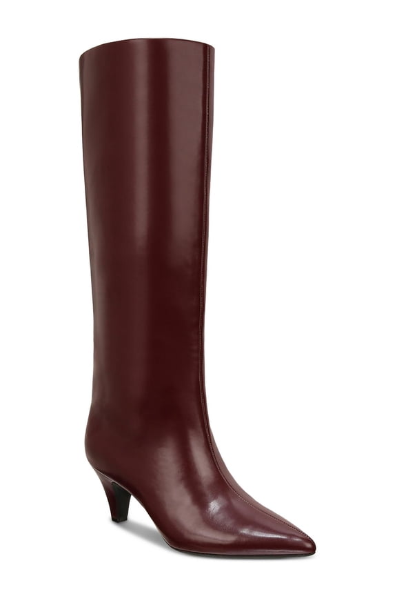 Womens KAIAA Faux Leather Kitten Heel Knee-High Boots