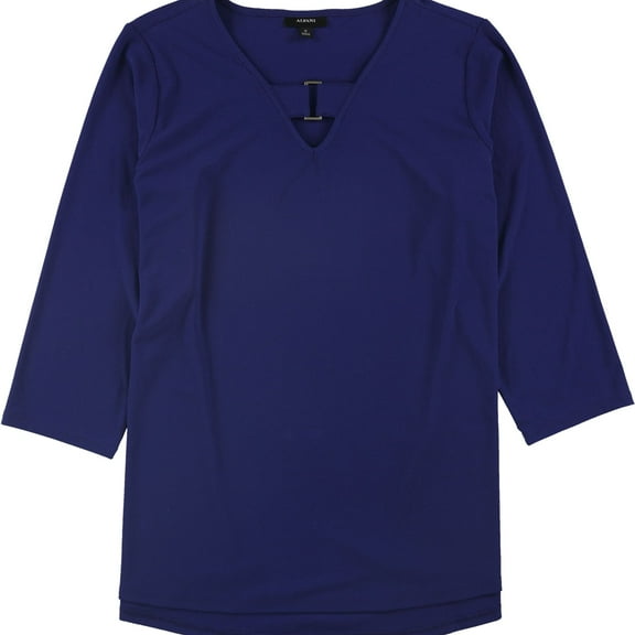 Alfani Womens Keyhole Pullover Blouse, Blue, Medium