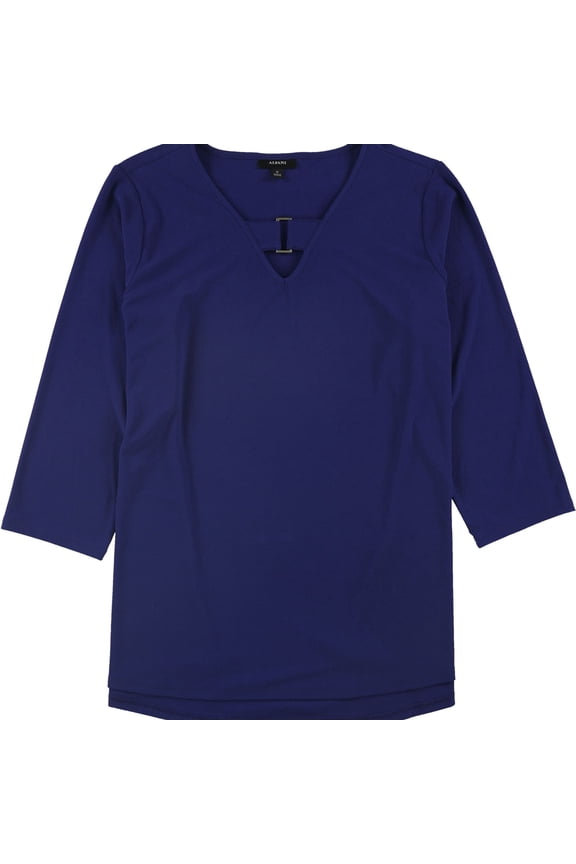 Womens Keyhole Pullover Blouse, Blue, Medium