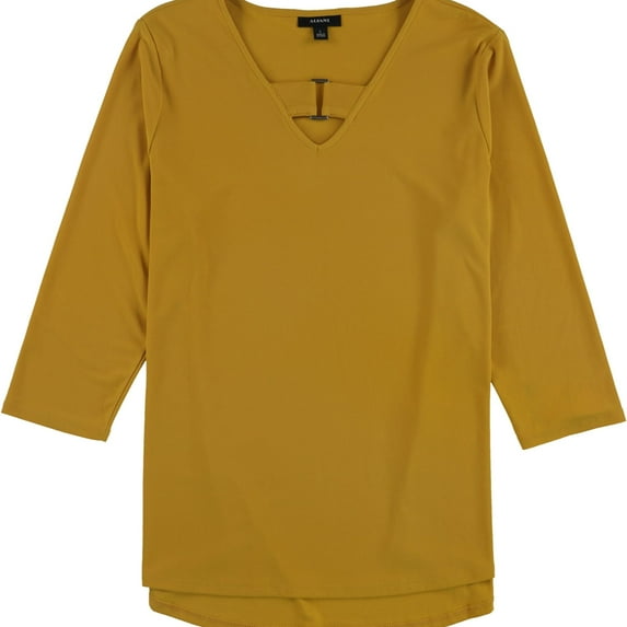 Alfani Womens Keyhole Pullover Blouse, Yellow, Large