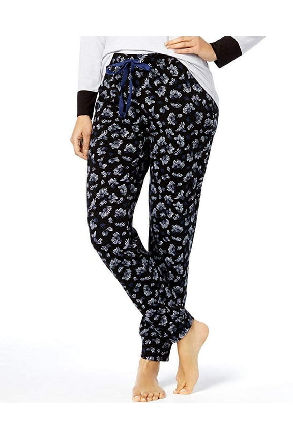Womens Knit Printed Pajama Pants Black Geo Fans XXL