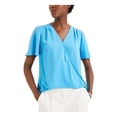 thumbnail image 1 of Alfani Women's Flutter Sleeve Surplice Blouse Blue Size X-Large, 1 of 4
