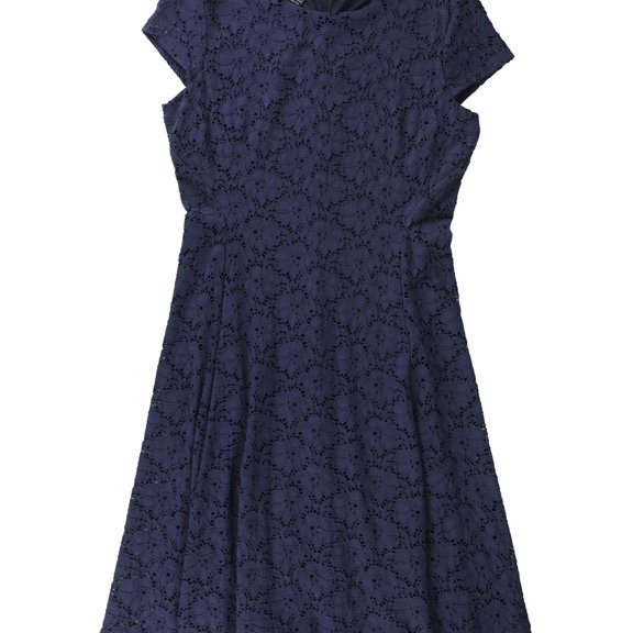 Alfani Womens Lace A-line Dress, Blue, 18