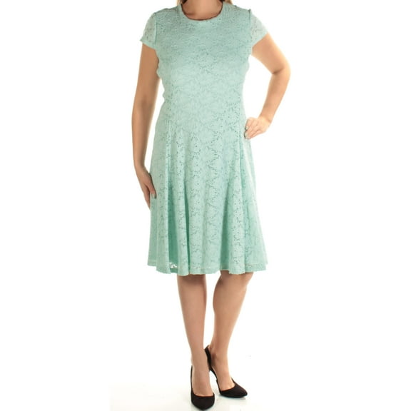 Alfani Womens Lace A-line Dress, Green, 12