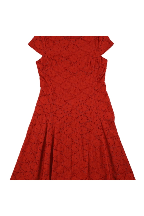 Womens Lace A-line Dress, Red, 8