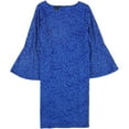 thumbnail image 1 of Alfani Womens Lace Sheath Shift Dress, Blue, 8, 1 of 3