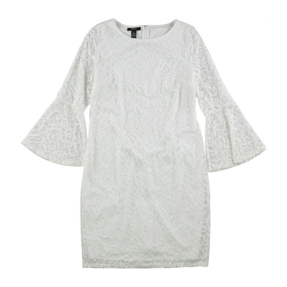 Alfani Womens Lace Sheath Shift Dress, White, 6