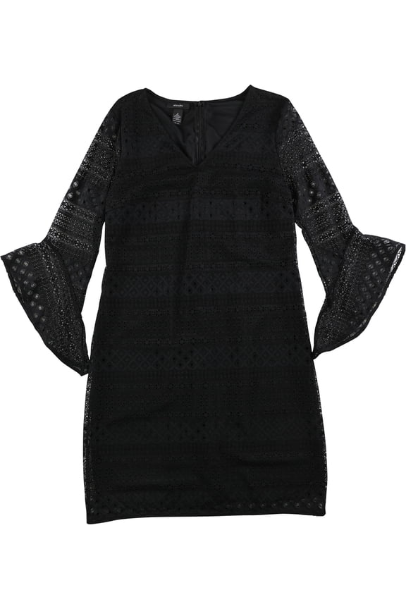 Womens Lace Shift Dress, Black, 4