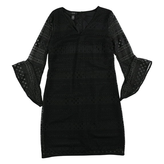 Alfani Womens Lace Shift Dress, Black, 4