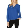 thumbnail image 1 of Alfani Womens Lace-Trim Pullover Blouse, Blue, Medium, 1 of 2