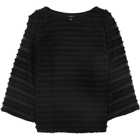 Alfani Womens Lantern-Sleeve Pullover Blouse, Black, Small