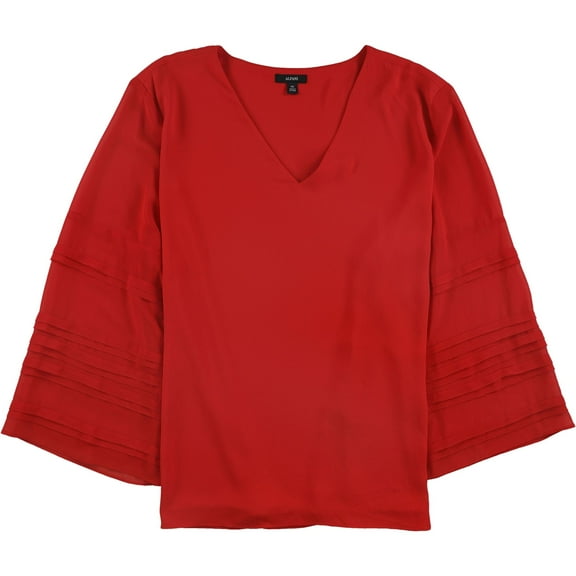 Alfani Womens Layered Sleeve Pullover Blouse, Red, Medium