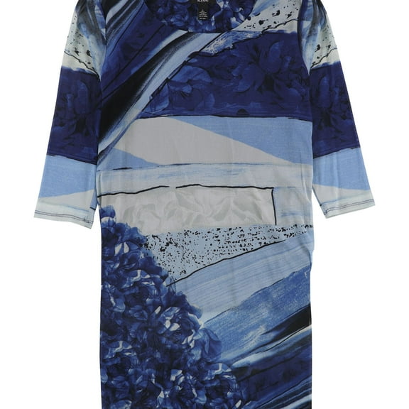 Alfani Womens Mesh Tunic Blouse, Blue, Small