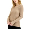 thumbnail image 1 of Alfani Womens Metallic Ribbed Sweater Light Caramel Syrup L, 1 of 1