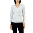 thumbnail image 1 of Alfani Womens Metallic Wrap Front Knit Top Soft White M, 1 of 1