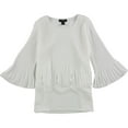 thumbnail image 1 of Alfani Womens Micro Pleat Knit Blouse, White, 4, 1 of 1