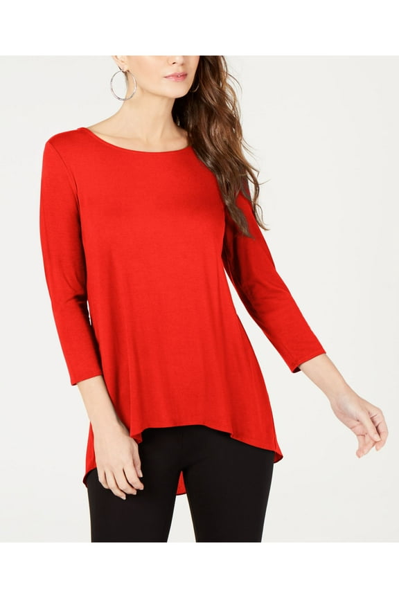 Womens Mixed Media Basic T-Shirt, Red, Small