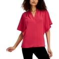thumbnail image 1 of Alfani Womens Mixed-Media Flutter-Sleeve Top Berry Haze XL, 1 of 1