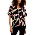 thumbnail image 1 of Alfani Womens Mixed Media Flutter Sleeve Top Black Palm Leaf S, 1 of 1