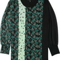thumbnail image 1 of Alfani Womens Mixed Print Pullover Blouse, Green, Plus Size, 0X, 1 of 9