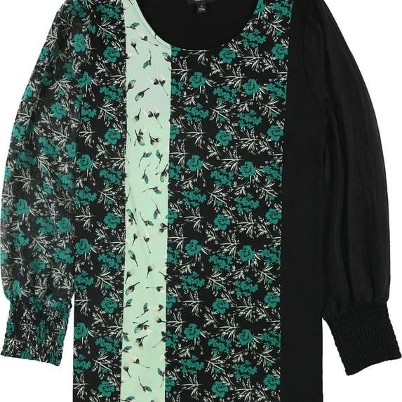 Alfani Womens Mixed Print Pullover Blouse, Green, Plus Size, 0X