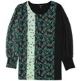 thumbnail image 1 of Alfani Womens Mixed Print Pullover Blouse, Green, 3X, 1 of 7