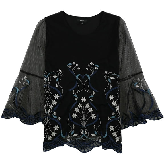Alfani Womens Modern Spice Pullover Blouse, Black, Small