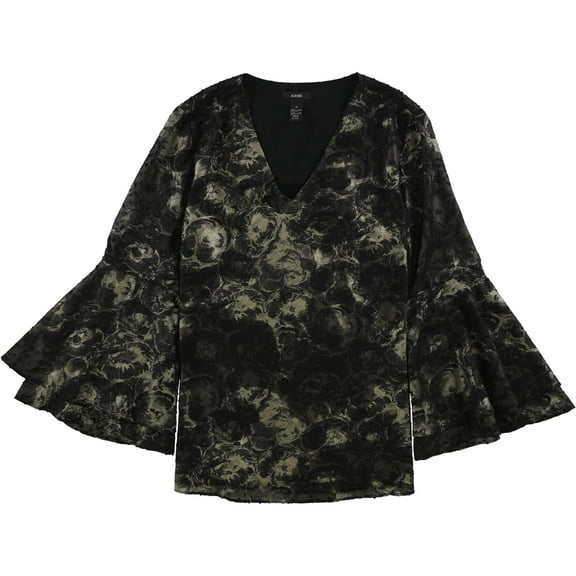 Alfani Womens Novelty Knit Blouse, Black, Medium
