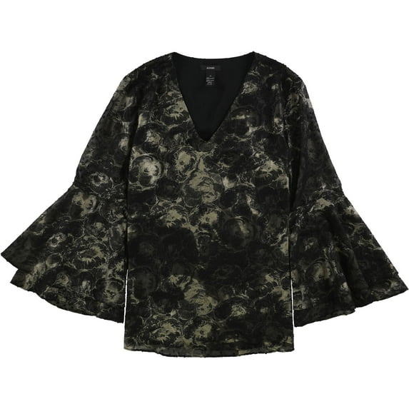 Alfani Womens Novelty Knit Blouse, Black, Medium