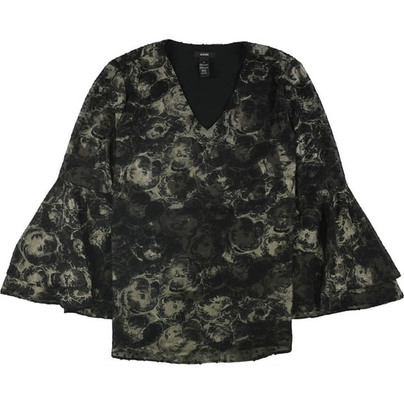 Alfani Womens Novelty Knit Blouse, Black, Small