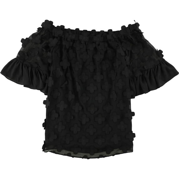 Alfani Womens Off-The-Shoulder Knit Blouse, Black, 4