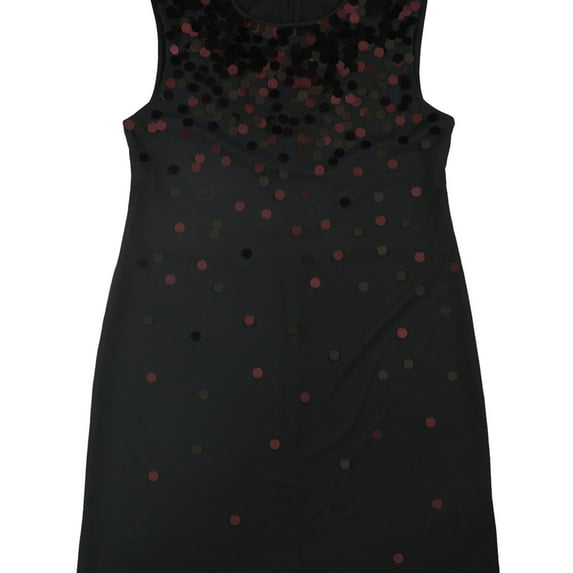 Alfani Womens Pailette Shift Dress, Black, Petite, 6P