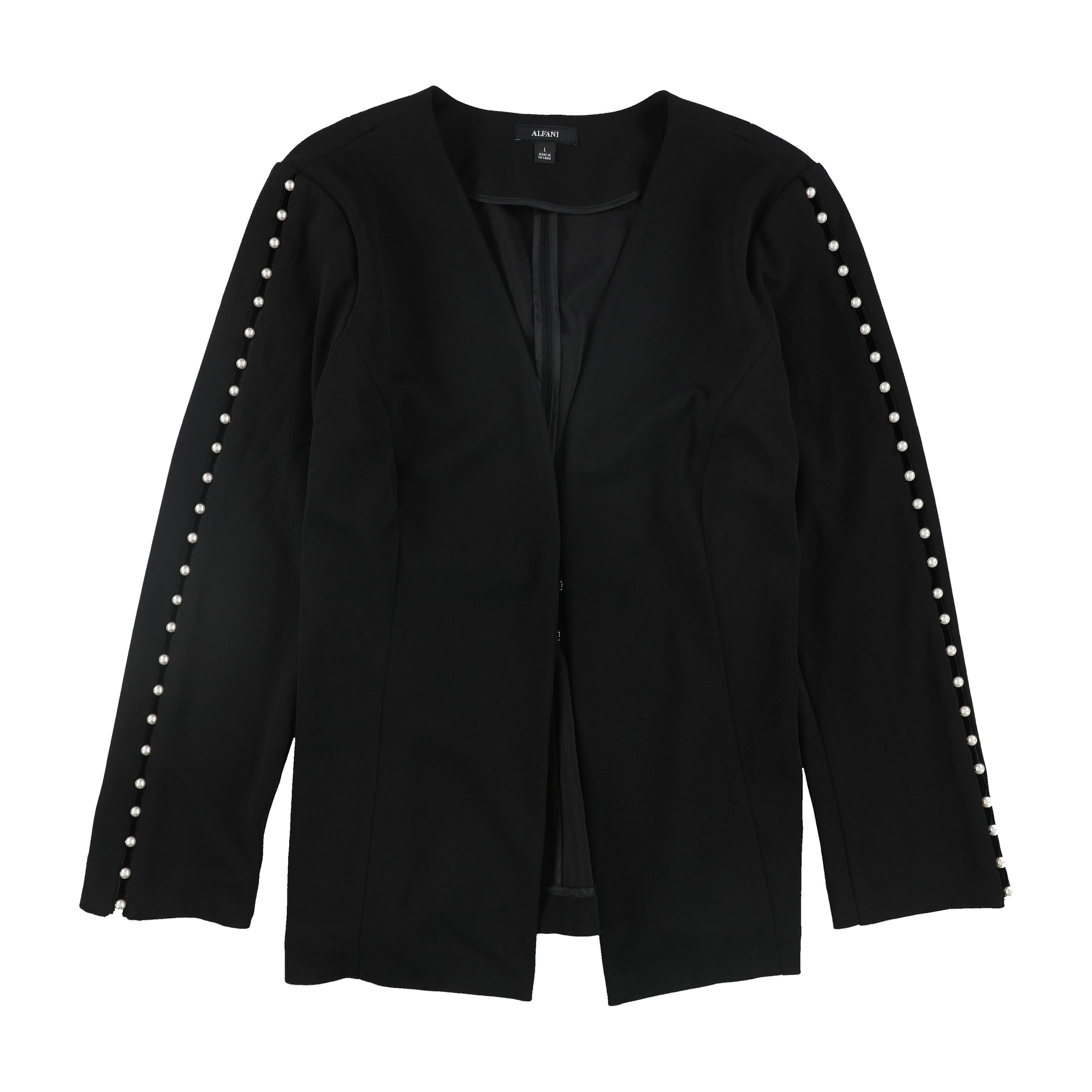 Alfani Womens Pearl Blazer Jacket, Black, Medium