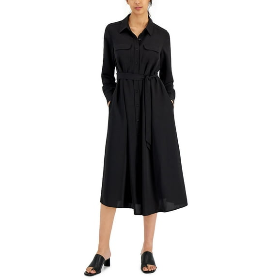 Alfani Womens Petites Collar Midi Shirtdress
