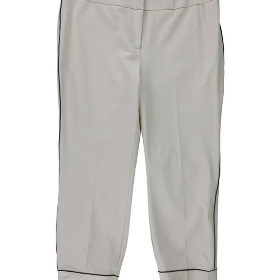 Alfani Womens Piped Casual Trouser Pants, Beige, 4